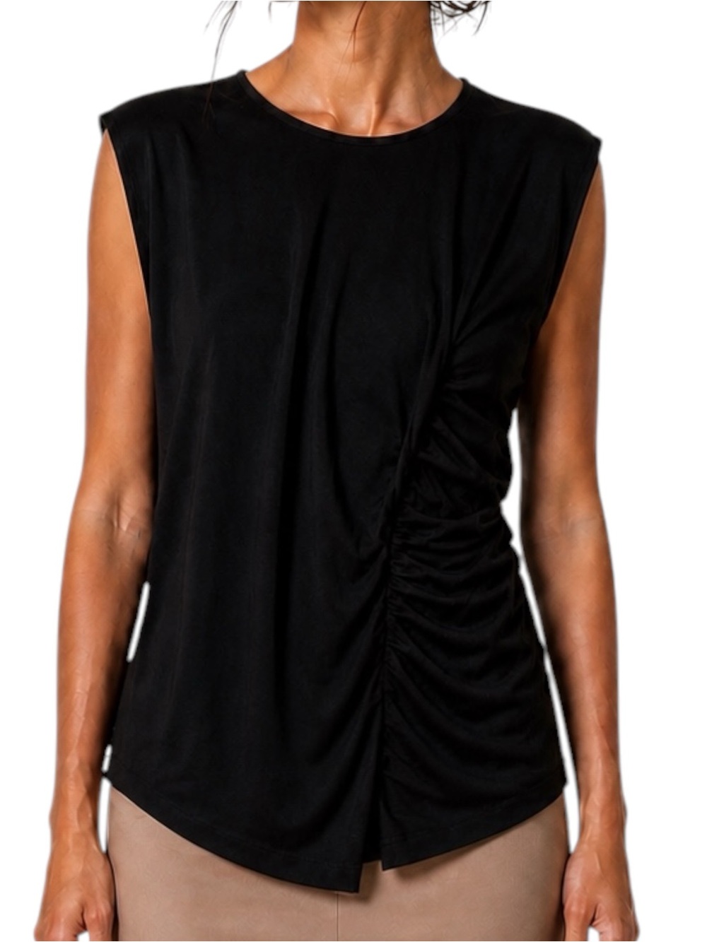 GIVENCHY Black Soft Silk Cloth Sleeveless Blouse
